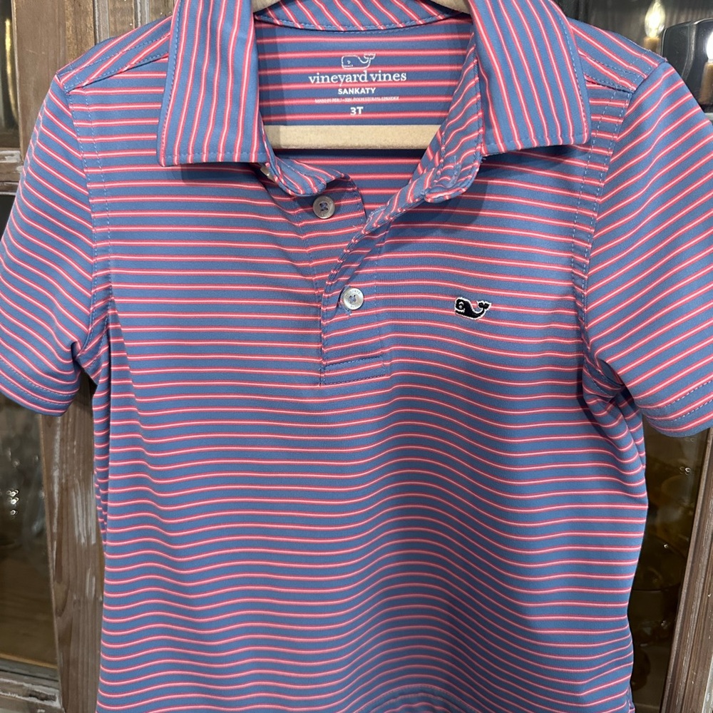 Vineyard Vines Boys Kids Polo - Pink and Blue Stripes